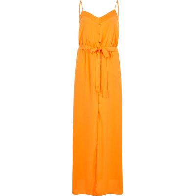 Orange button down maxi dress